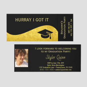Flat Label Border - Wave gold 1 Graduation Raffle Tickets