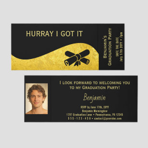 Flat Label Border - Wave gold 1 Graduation Raffle Tickets