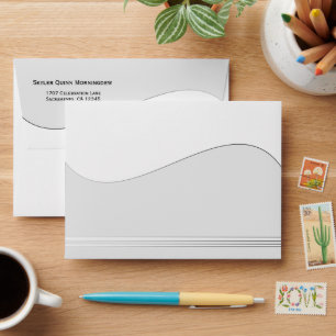 Flat Label Border - Wave gray gradient 1 Envelope