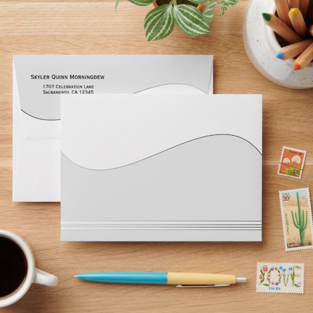Flat Label Border - Wave gray gradient 1 Envelope (Desk)