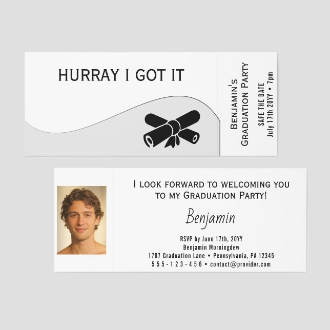 Flat Label Border - Wave gray gradient 1 Grad Raffle Tickets (Front/Back)