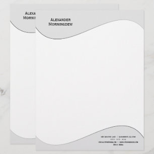 Flat Label Border - Wave gray gradient 1 Letterhead