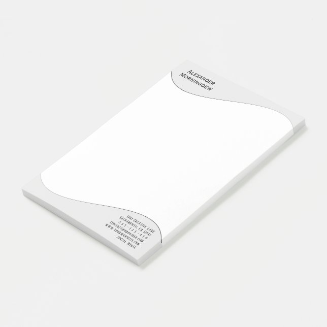 Flat Label Border - Wave gray gradient 1 Post-it Notes (Angled)