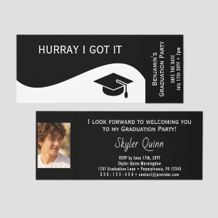 Flat Label Border - Wave white 1 Graduation Raffle Tickets