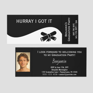 Flat Label Border - Wave white 1 Graduation Raffle Tickets