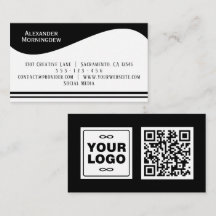 Flat Label Border - Wave white 1 - logo + QR code