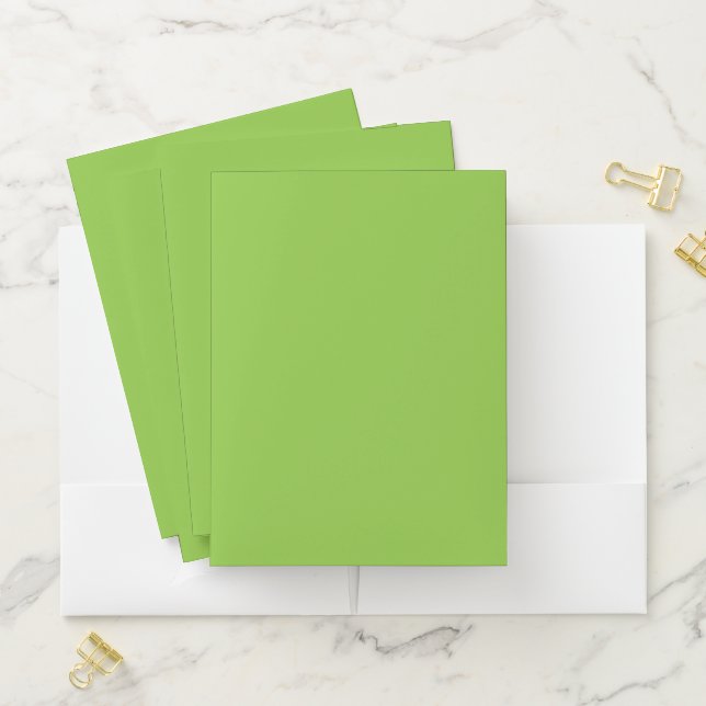 Flat Lime Green Background – School Texture Pocket Folder (In Situ)