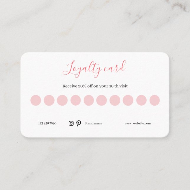 Flat Loyalty, white and pink  Card  (Front)