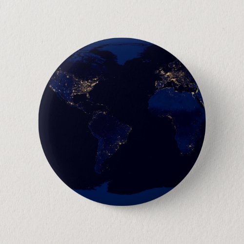 Flat Map Of Earth Showing City Lights Of World Button