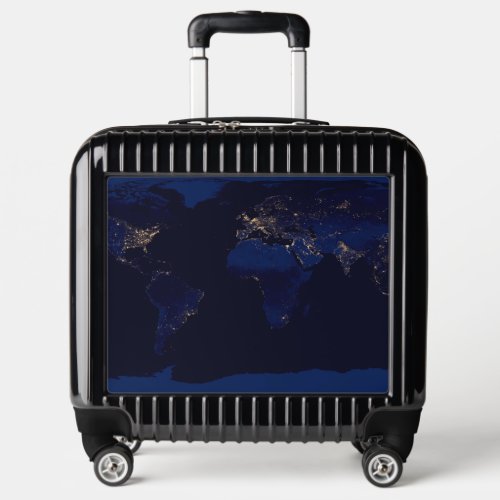 Flat Map Of Earth Showing City Lights Of World Luggage