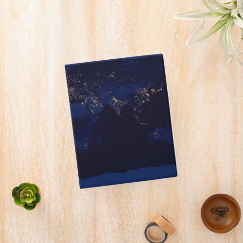 Flat Map Of Earth Showing City Lights Of World Mini Binder