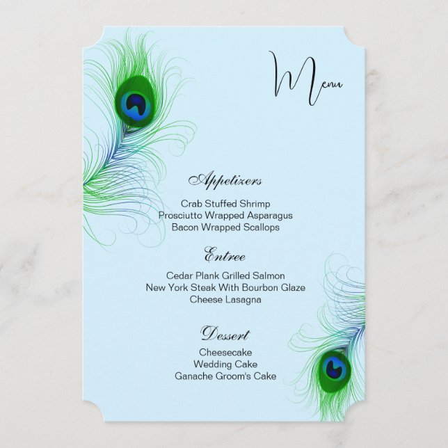 Flat Menu Card-Peacock (Front)