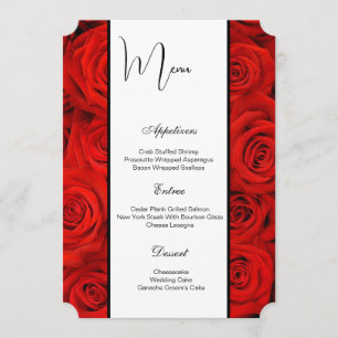 Flat Menu Card-Red Roses