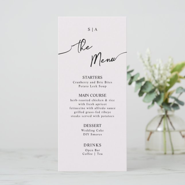 Flat Menu for Boho Wedding.  (Standing Front)