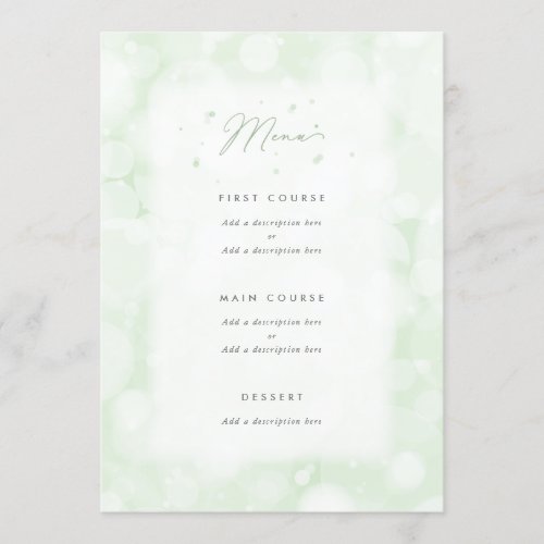 Flat Menu _ Simple Elegant Green Sparkly Bokeh