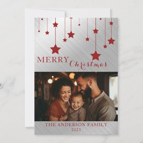Flat Merry Christmas Holiday Card with Envelope