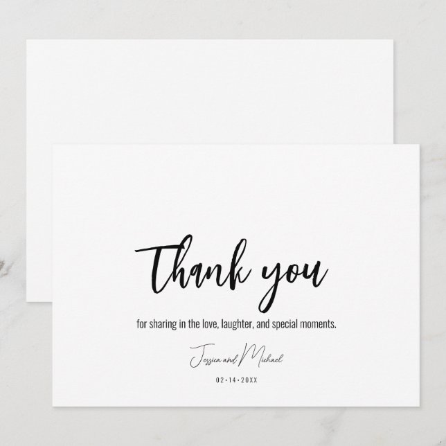 💍Flat Minimalist Elegant  Thank You Card (Front/Back)