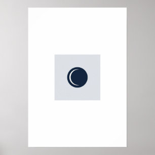 Flat Minimalist Moon Phase Poster - Deep Navy And