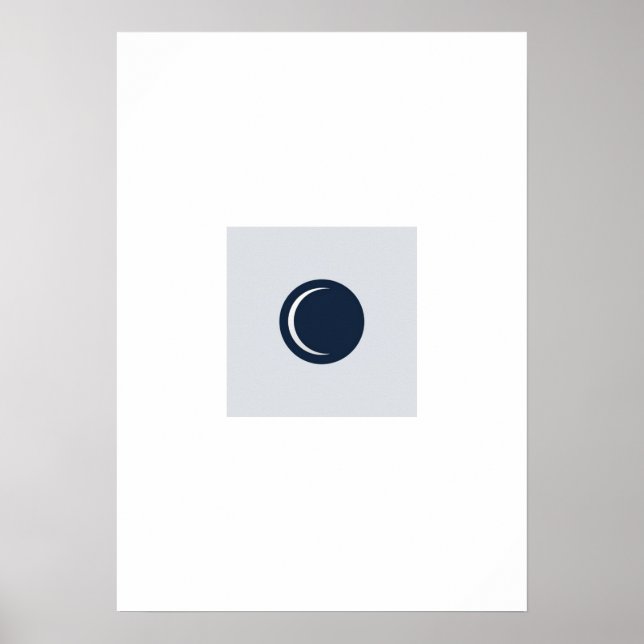 Flat Minimalist Moon Phase Poster - Deep Navy And  (Front)