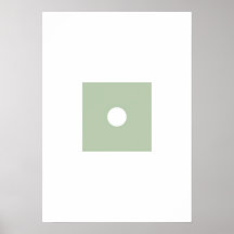 Flat Minimalist Moon Phase Poster - Muted Sage Gre