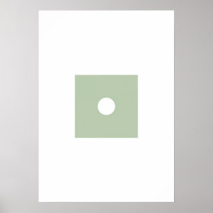 Flat Minimalist Moon Phase Poster - Muted Sage Gre