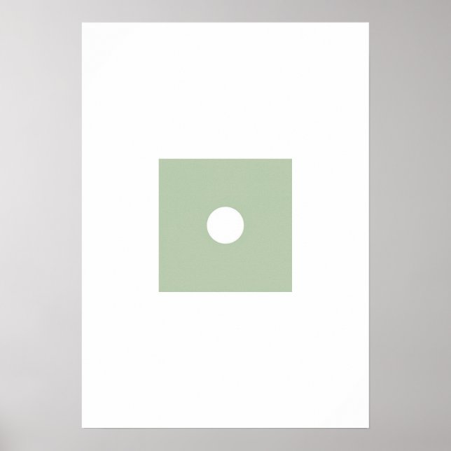 Flat Minimalist Moon Phase Poster - Muted Sage Gre (Front)