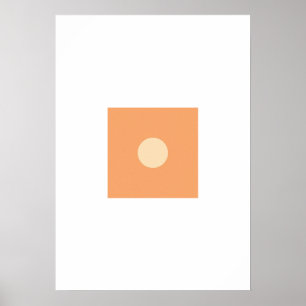 Flat Minimalist Moon Phase Poster - Warm Terracott