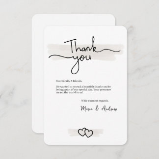 Flat Minimalistic Thank You Card With Hearts