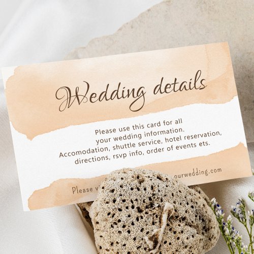 Flat Modern Watercolor Burnt Orange Wedding Enclosure Card