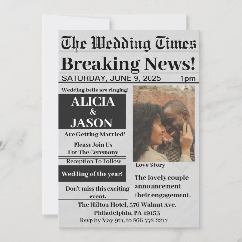 Flat Newspaper Wedding Invitation