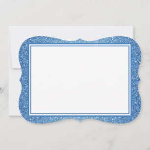 Flat Note Card-Blue Glitter Border