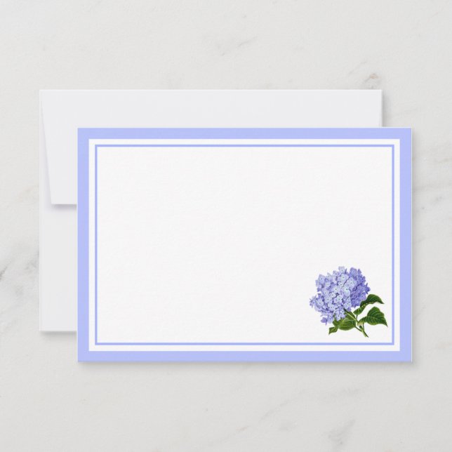 Flat Note Card-Blue Hydrangea (Front)