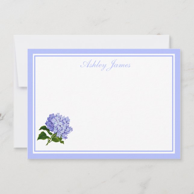 Flat Note Card-Blue Hydrangea (Front)