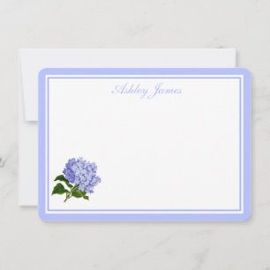 Flat Note Card-Blue Hydrangea
