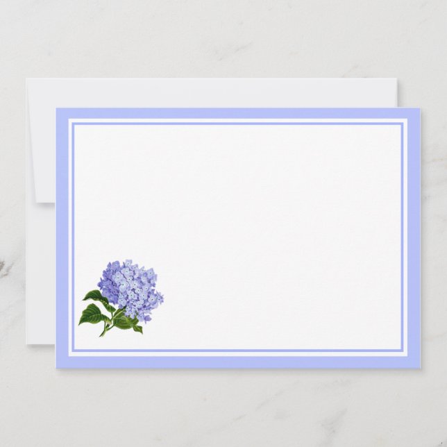 Flat Note Card-Blue Hydrangea (Front)