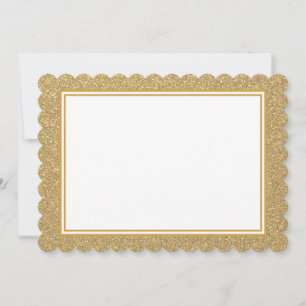 Flat Note Card-Gold Glitter Border