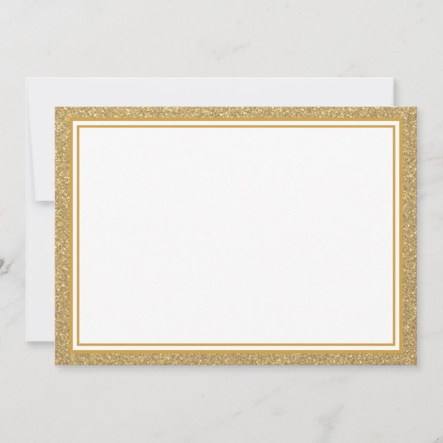 Flat Note Card-Gold Glitter Border (Front)