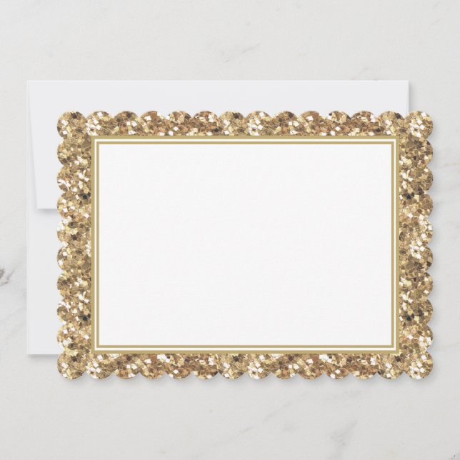 Flat Note Card-Gold Glitter Border (Front)
