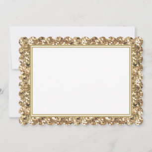 Flat Note Card-Gold Glitter Border