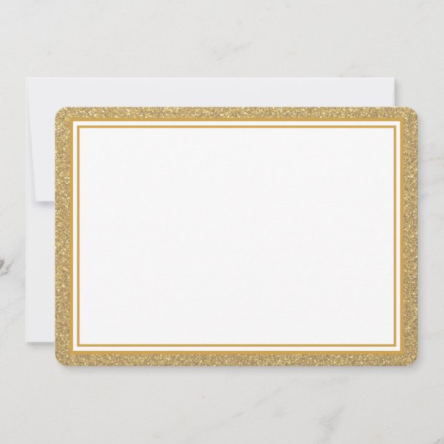 Flat Note Card-Gold Glitter Border Card (Front)