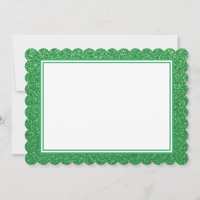 Flat Note Card-Green Glitter Border (Front)