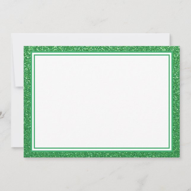 Flat Note Card-Green Glitter Border (Front)