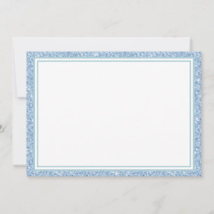 Flat Note Card-Light Blue Glitter Border Card