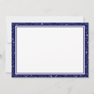 Flat Note Card-Navy Blue Glitter Border