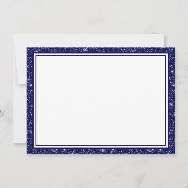 Flat Note Card-Navy Blue Glitter Border (Front)