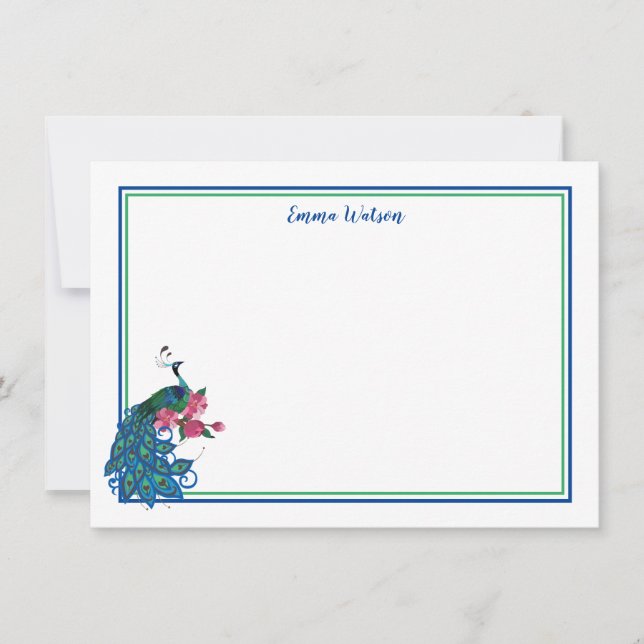 Flat Note Card-Peacock (Front)