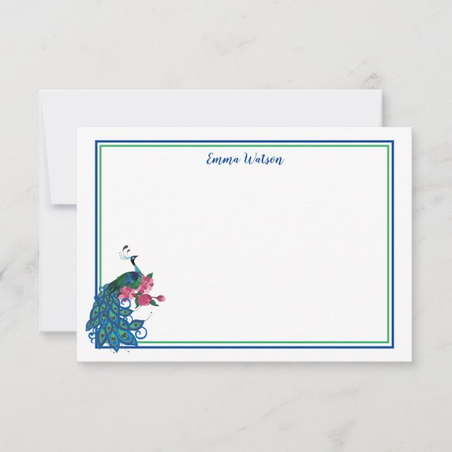 Flat Note Card-Peacock (Front)