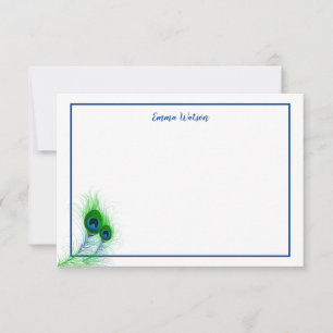 Flat Note Card-Peacock Feathers