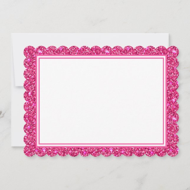 Flat Note Card-Pink Glitter Border (Front)
