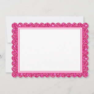 Flat Note Card-Pink Glitter Border